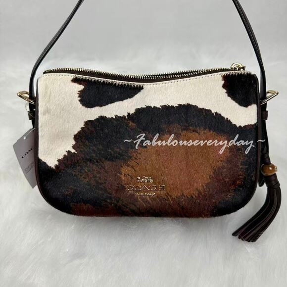 Coach Teri Shoulder Bag With Cow Print CCC86 Cow printed haircalf/Sv/Cow Multi - Picture 4 of 11